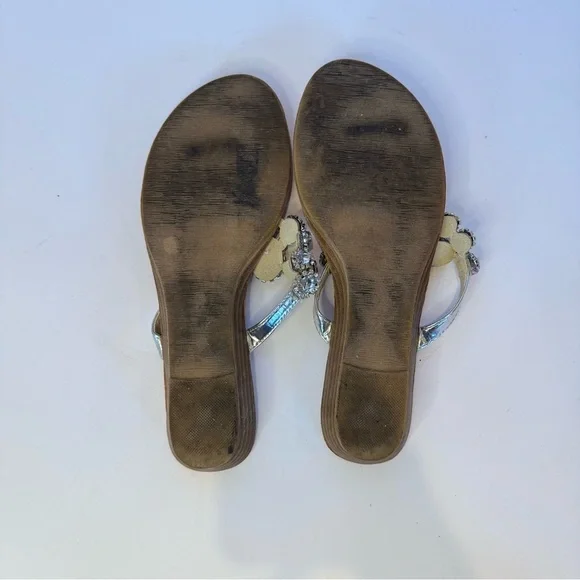 Flourish Silver Jeweled Sandals - Size 7.5 - Picture 10 of 14